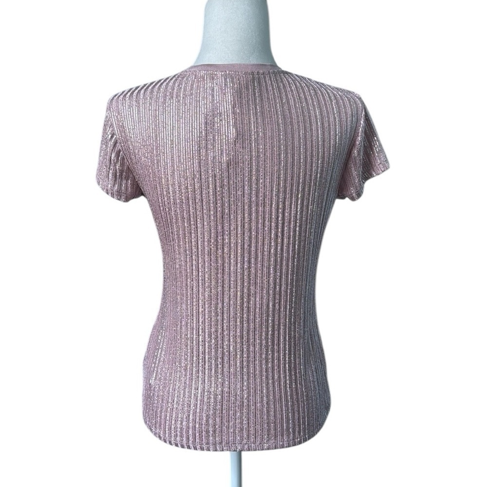 Ted Baker London Catrino Metallic Pink Shimmer Fitted Tee Size 2 Medium NWT - Picture 4 of 14